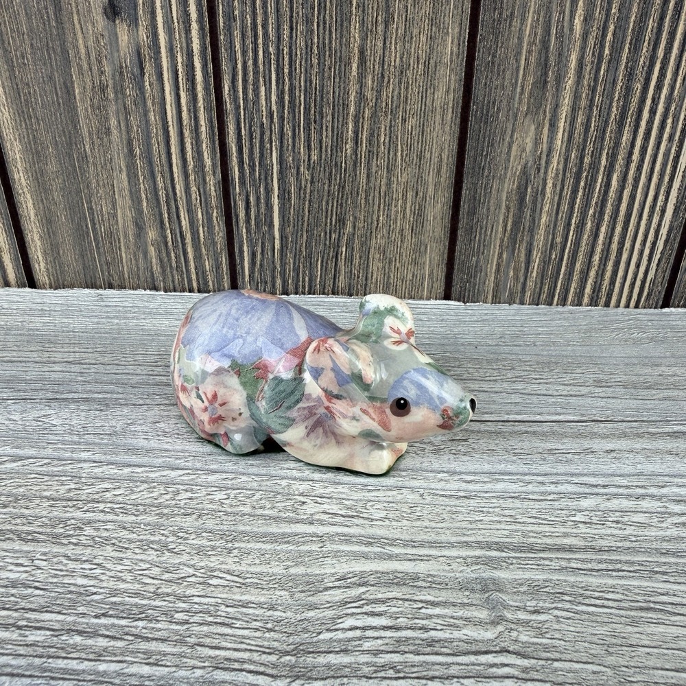 Vintage Floral Mouse Figurine Collectible Decorative Cottagecore Decor
